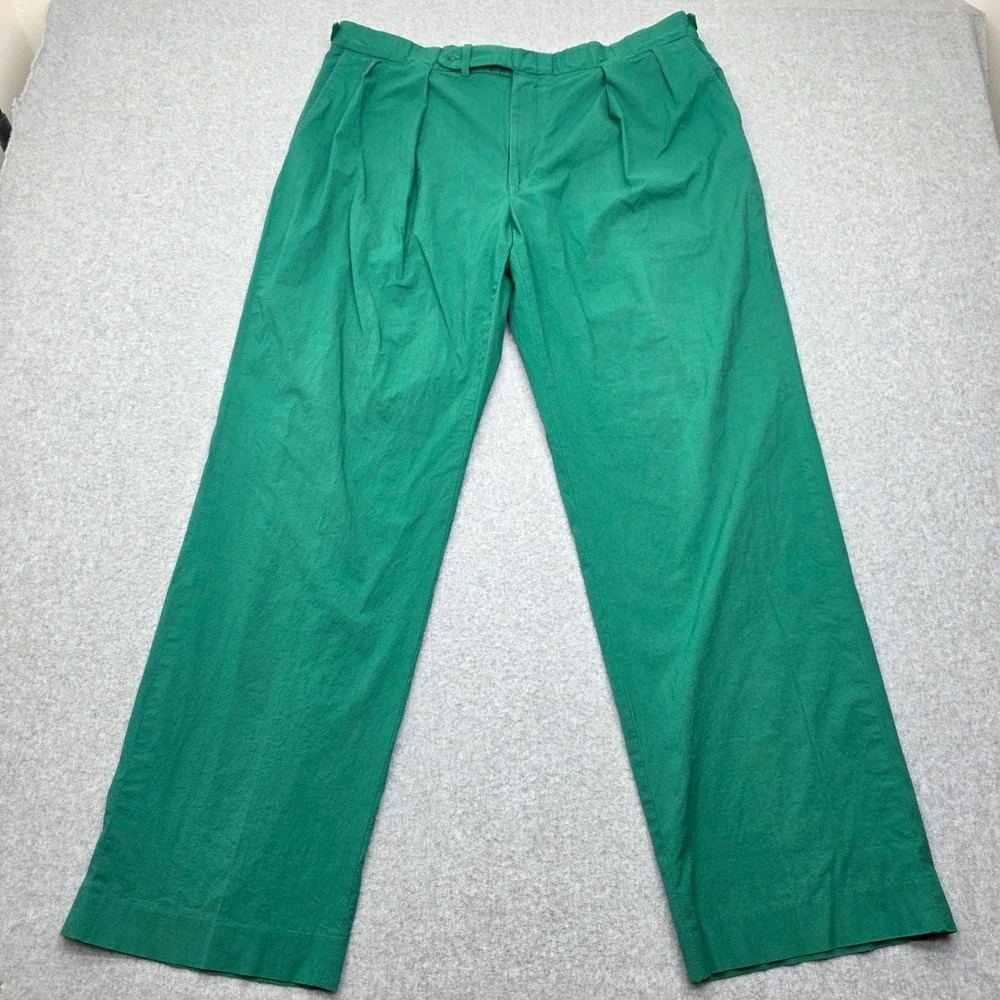 Polo Ralph Lauren Green Pleated Chino Pants Women's Size 16 100% Cotton - Picture 2 of 14